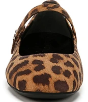 Vionic Alameda Suede Leopard Print Mary Jane Flats