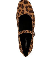 Vionic Alameda Suede Leopard Print Mary Jane Flats