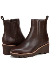 Vionic Aria Leather Lugged Wedge Booties