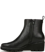 Vionic Aria Leather Lugged Wedge Booties