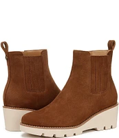 Vionic Aria Suede Lugged Wedge Booties