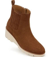 Vionic Aria Suede Lugged Wedge Booties