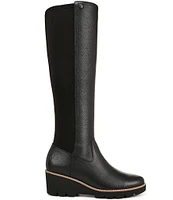 Vionic Ashland Leather Stretch Wedge Tall Boots