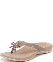 Vionic Bella Patent Bow Detail Thong Slip-On Sandals