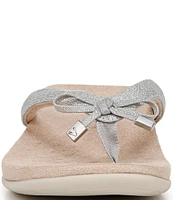 Vionic Bella Sparkle Metallic Bow Detail Thong Sandals