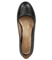 Vionic Carmel Leather Block Heel Pumps