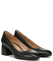 Vionic Carmel Leather Block Heel Pumps