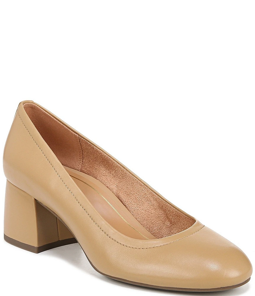 Vionic Carmel Leather Block Heel Pumps