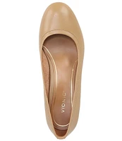 Vionic Carmel Leather Block Heel Pumps