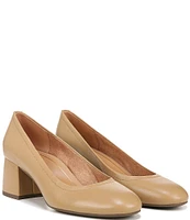 Vionic Carmel Leather Block Heel Pumps