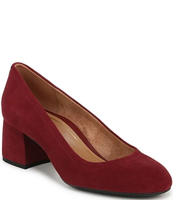 Vionic Carmel Suede Block Heel Pumps