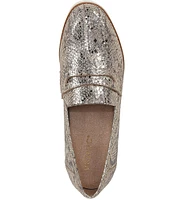 Vionic Cheryl II Metallic Snake Print Leather Lugged Penny Loafers