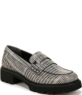 Vionic Fillmore Suede Houndstooth Print Lug Sole Penny Loafers