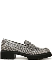 Vionic Fillmore Suede Houndstooth Print Lug Sole Penny Loafers