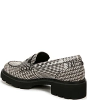 Vionic Fillmore Suede Houndstooth Print Lug Sole Penny Loafers