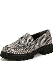 Vionic Fillmore Suede Houndstooth Print Lug Sole Penny Loafers