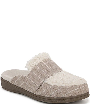 Vionic Gemma Plaid & Faux Shearling Mule Slippers