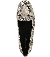 Vionic Hayes Leather Snake Print Slip-On Loafers