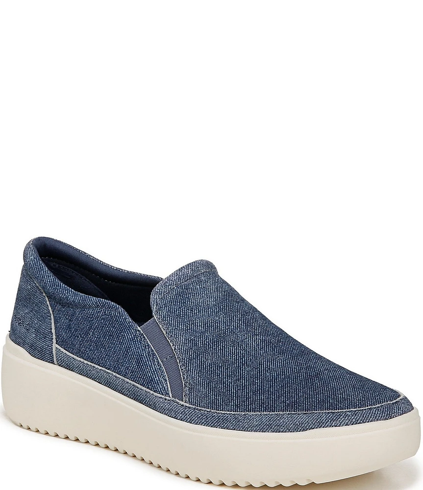 Vionic Kearny Denim Print Suede Platform Sneakers