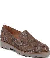 Vionic Kensley Leather Snake Print Slip-On Platform Loafers