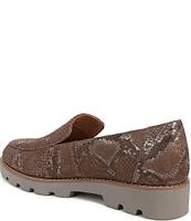 Vionic Kensley Leather Snake Print Slip-On Platform Loafers