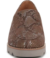 Vionic Kensley Leather Snake Print Slip-On Platform Loafers