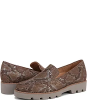 Vionic Kensley Leather Snake Print Slip-On Platform Loafers