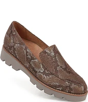 Vionic Kensley Leather Snake Print Slip-On Platform Loafers