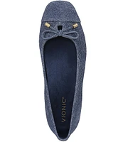 Vionic Klara Bow Detail Suede Ballet Flats