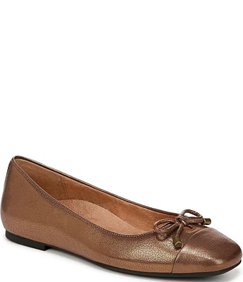 Vionic Klara Leather Bow Detail Ballet Flats