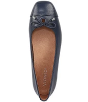 Vionic Klara Leather Bow Detail Ballet Flats