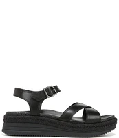 Vionic Mar Leather Cross Banded Espadrille Platform Sandals