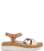 Vionic Mar Leather Cross Banded Espadrille Platform Sandals