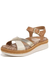 Vionic Mar Leather Cross Banded Espadrille Platform Sandals