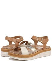 Vionic Mar Leather Cross Banded Espadrille Platform Sandals