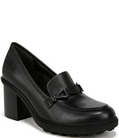 Vionic Tiburon Leather Block Heel Loafer Pumps