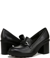 Vionic Tiburon Leather Block Heel Loafer Pumps