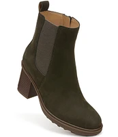 Vionic Truckee Nubuck Stacked Heel Booties