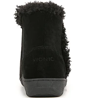 Vionic Unwind Suede Faux Shearling Lined Bootie Slippers