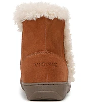 Vionic Unwind Suede Faux Shearling Lined Bootie Slippers