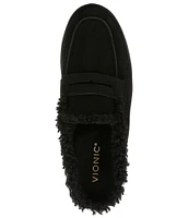 Vionic Uptown Nubuck Suede Faux Shearling Lined Penny Mules