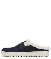 Vionic Uptown Nubuck Suede Faux Shearling Lined Penny Mules