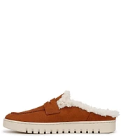 Vionic Uptown Nubuck Suede Faux Shearling Lined Penny Mules