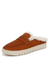 Vionic Uptown Nubuck Suede Faux Shearling Lined Penny Mules