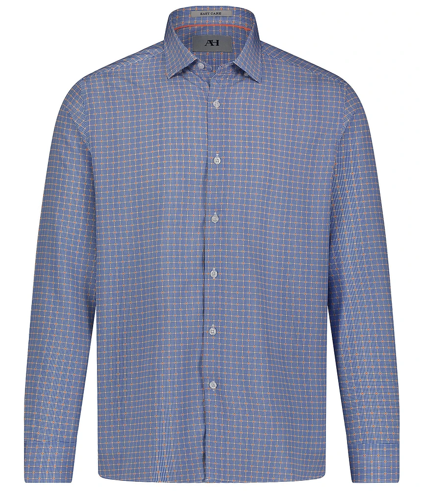 Visconti Big & Tall Check Print Stretch Long Sleeve Woven Shirt