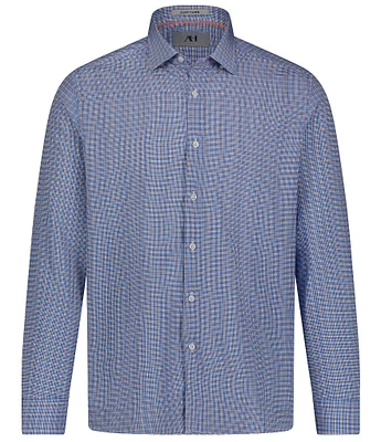 Visconti Big & Tall Check Print Stretch Long Sleeve Woven Shirt