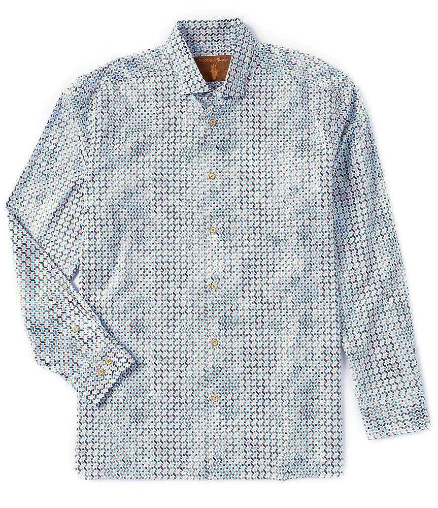 Visconti Big & Tall Diagonal-Basketweave Circle-Printed Woven Shirt