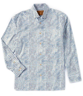 Visconti Big & Tall Diagonal-Basketweave Circle-Printed Woven Shirt