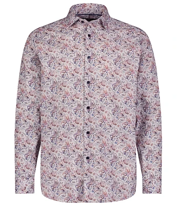 Visconti Big & Tall Digital Floral Paisley Print Long Sleeve Shirt