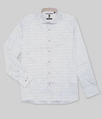 Visconti Big & Tall Dot Print Jacquard Long Sleeve Woven Shirt